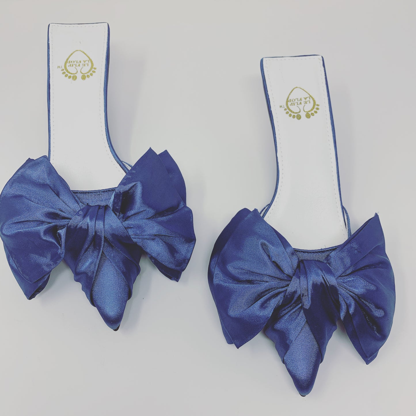 Angelica Satin Bow Kitten Heels - Sky Blue - Le Flip La Flop