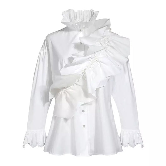 MARGO RUFFLED COTTON POPLIN BLOUSE - Le Flip La Flop