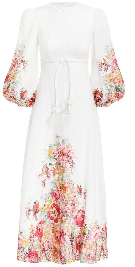 Zimmerman Linen Floral Mae Midi Dress - Le Flip La Flop